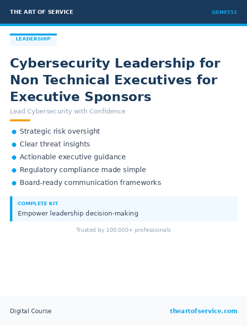 GEN9551 Cybersecurity Leadership for Non Technical Executives for Executive Sponsors