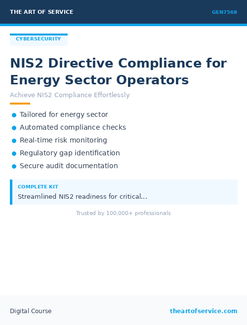 GEN7568 NIS2 Directive Compliance for Energy Sector Operators