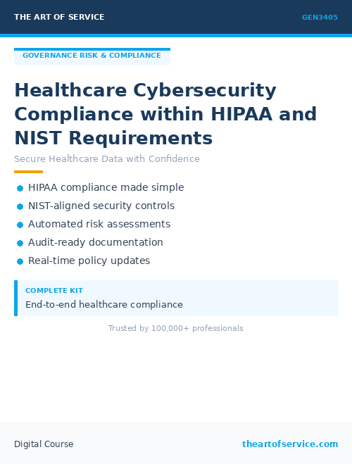 GEN3405 Healthcare Cybersecurity Compliance within HIPAA and NIST Requirements