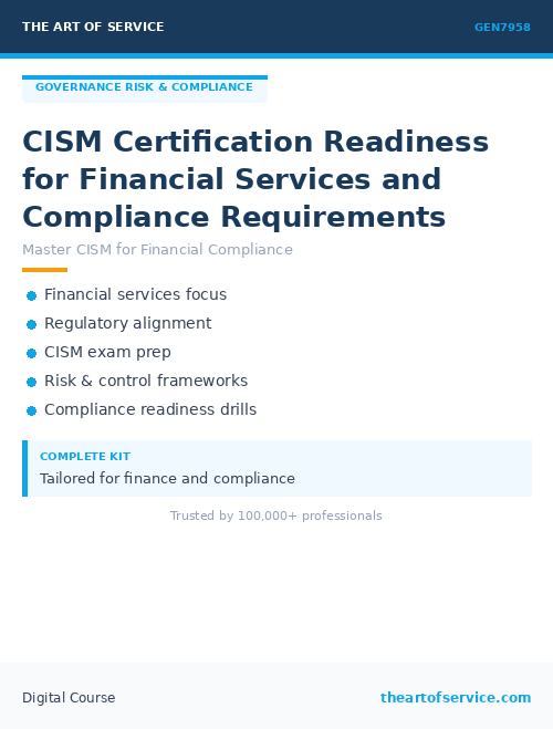 GEN7958 CISM Certification Readiness for Financial Services and Compliance Requirements