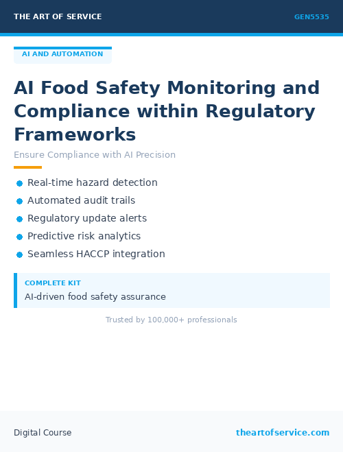 GEN5535 AI Food Safety Monitoring and Compliance within Regulatory Frameworks