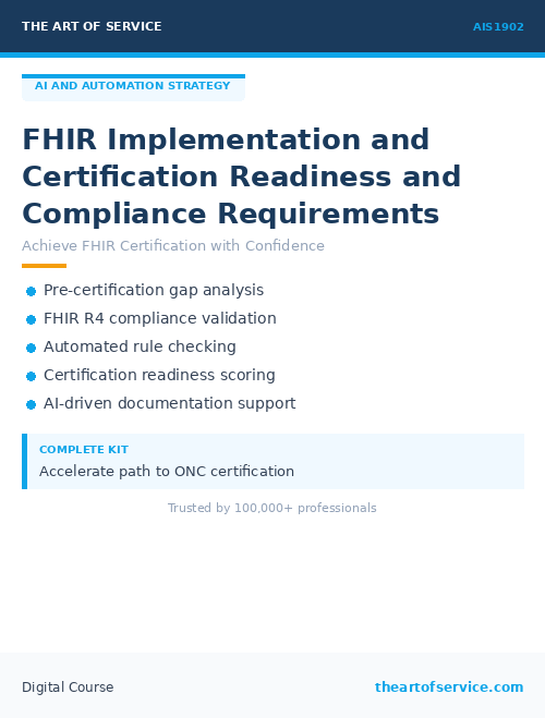 AIS1902 FHIR Implementation and Certification Readiness and Compliance Requirements
