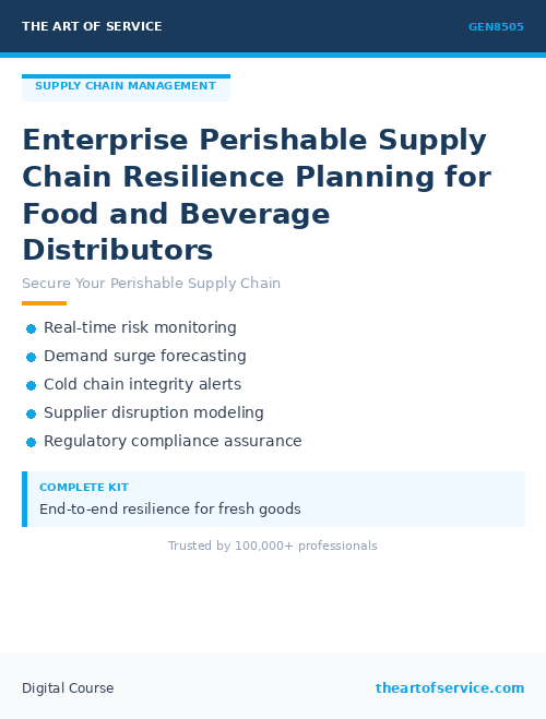 GEN8505 Enterprise Perishable Supply Chain Resilience Planning for Food and Beverage Distributors