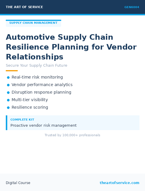 GEN6004 Automotive Supply Chain Resilience Planning for Vendor Relationships