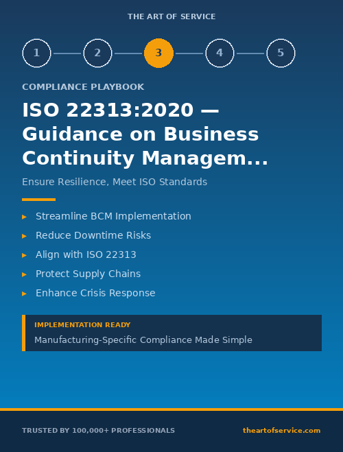 ISO 22313:2020 — Guidance on Business Continuity Management Systems Compliance Playbook for Manufacturing