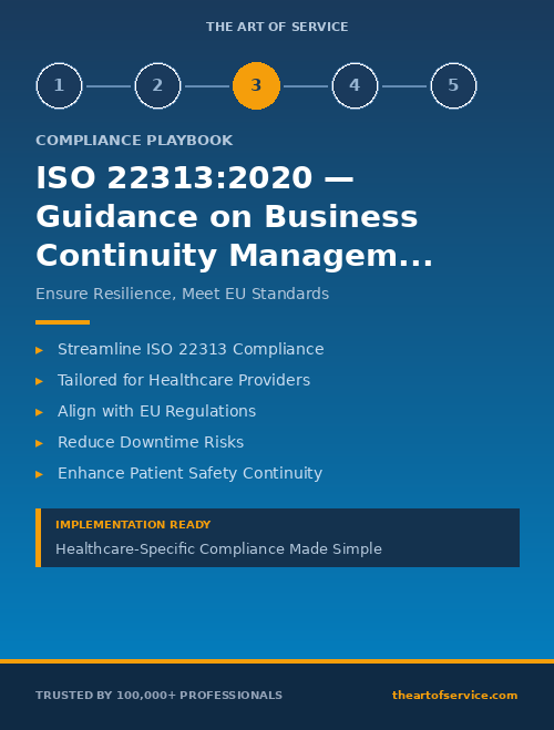 ISO 22313:2020 — Guidance on Business Continuity Management Systems Compliance Playbook for Healthcare in European Union