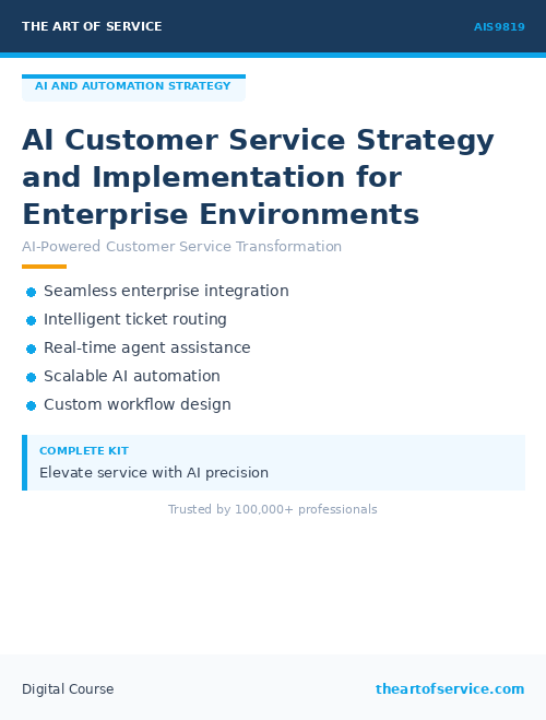 AIS9819 AI Customer Service Strategy and Implementation for Enterprise Environments