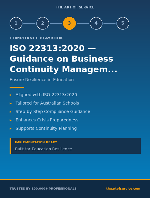 ISO 22313:2020 — Guidance on Business Continuity Management Systems Compliance Playbook for Education in Australia