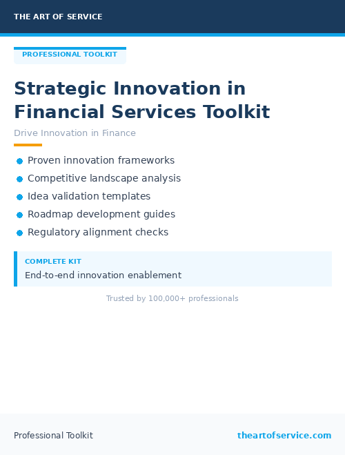Strategic Innovation in Financial Services Toolkit