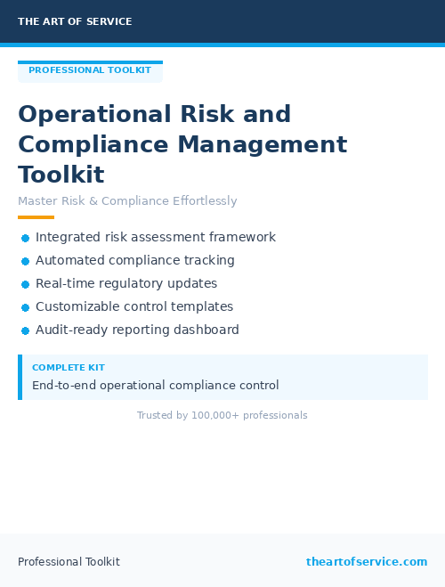 Operational Risk and Compliance Management Toolkit