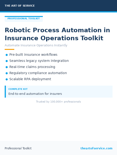 Robotic Process Automation in Insurance Operations Toolkit