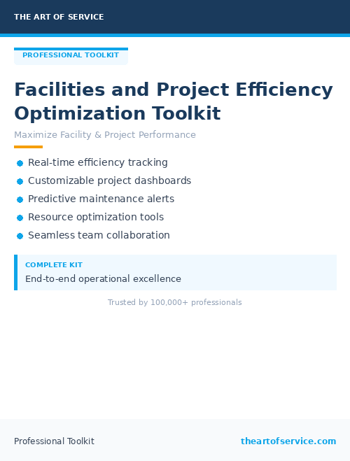 Facilities and Project Efficiency Optimization Toolkit