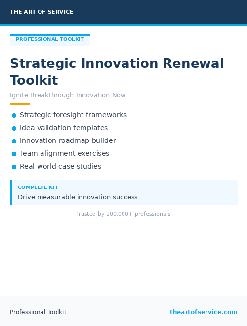 Strategic Innovation Renewal Toolkit