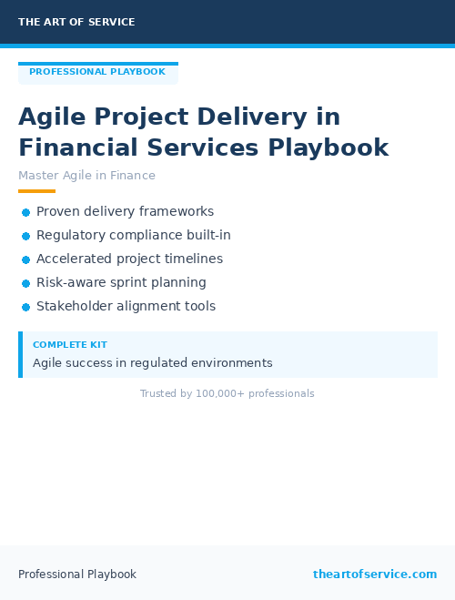 Agile Project Delivery in Financial Services Playbook