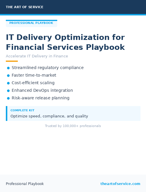IT Delivery Optimization for Financial Services Playbook