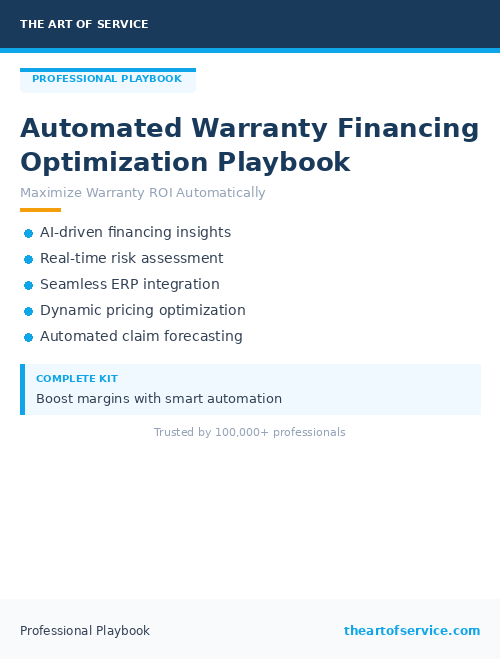 Automated Warranty Financing Optimization Playbook