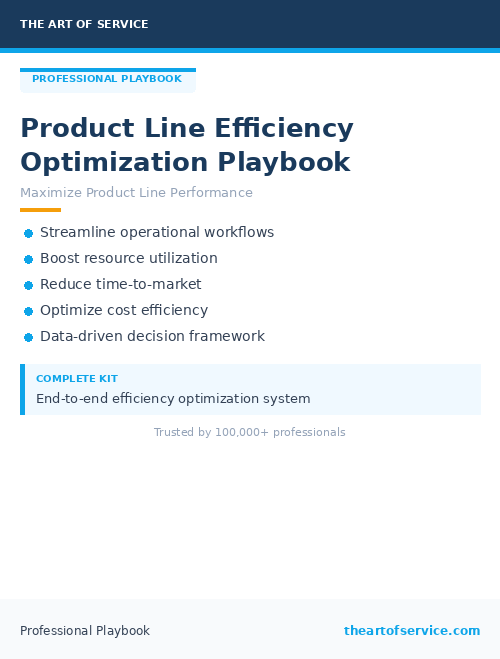 Product Line Efficiency Optimization Playbook
