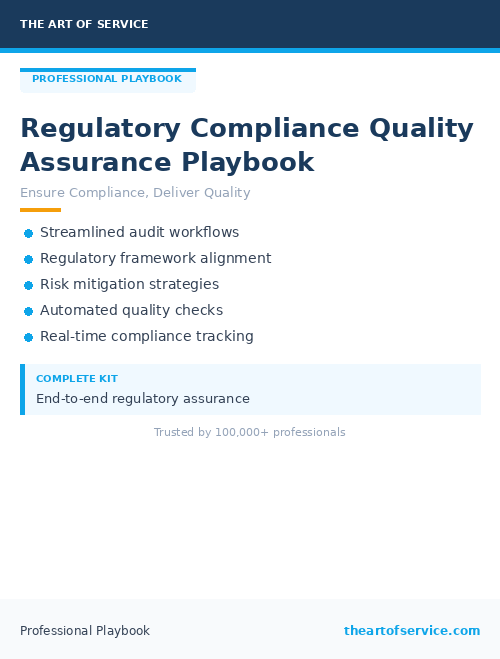 Regulatory Compliance Quality Assurance Playbook