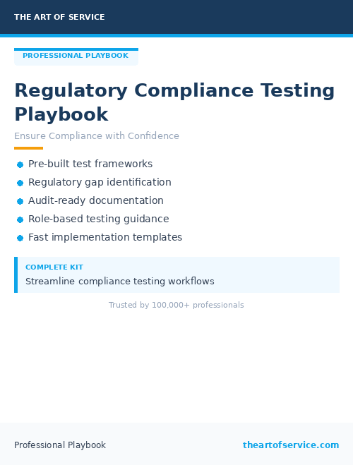 Regulatory Compliance Testing Playbook