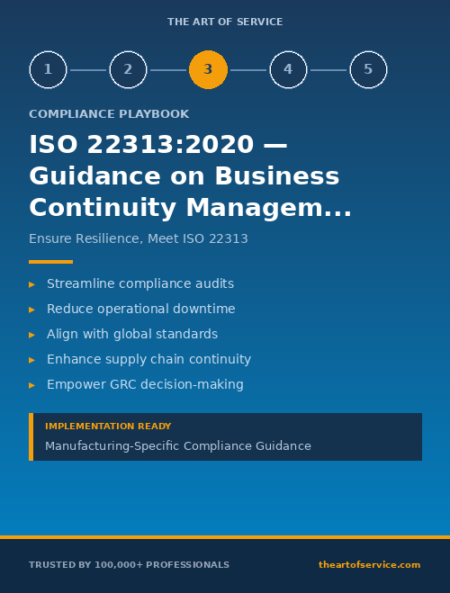 ISO 22313:2020 — Guidance on Business Continuity Management Systems Compliance Playbook for Manufacturing - Compliance Officers & GRC Managers Edition