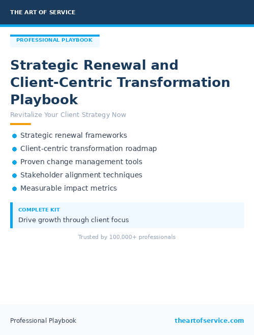 Strategic Renewal and Client-Centric Transformation Playbook
