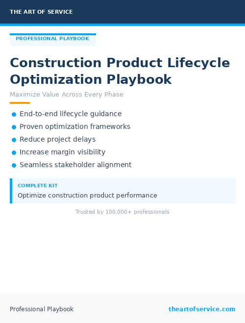 Construction Product Lifecycle Optimization Playbook
