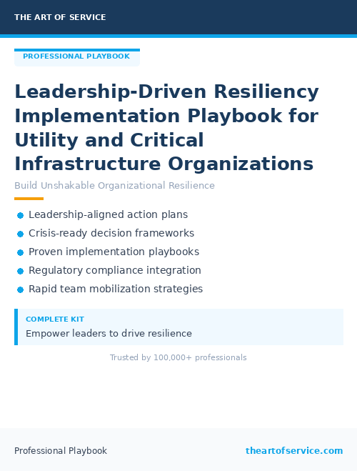 Leadership-Driven Resiliency Implementation Playbook for Utility and Critical Infrastructure Organizations