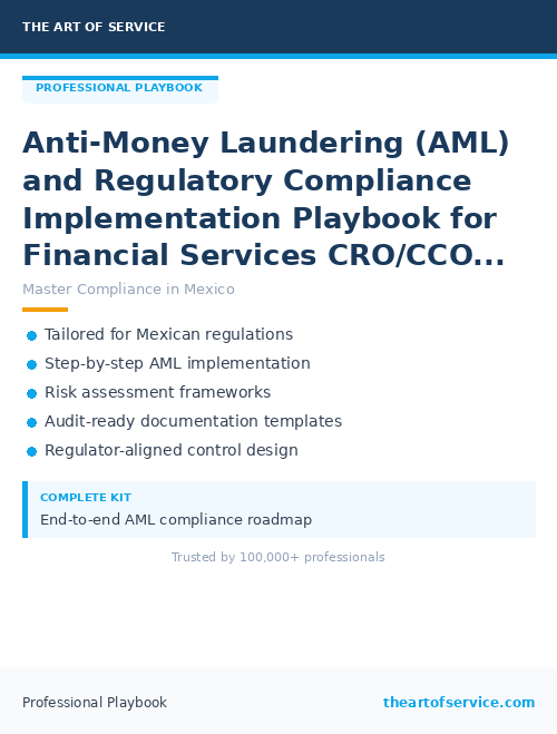 Anti-Money Laundering (AML) and Regulatory Compliance Implementation Playbook for Financial Services CRO/CCO in Mexico