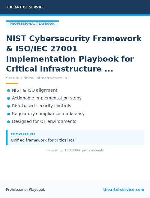 NIST Cybersecurity Framework & ISO/IEC 27001 Implementation Playbook for Critical Infrastructure IoT Projects