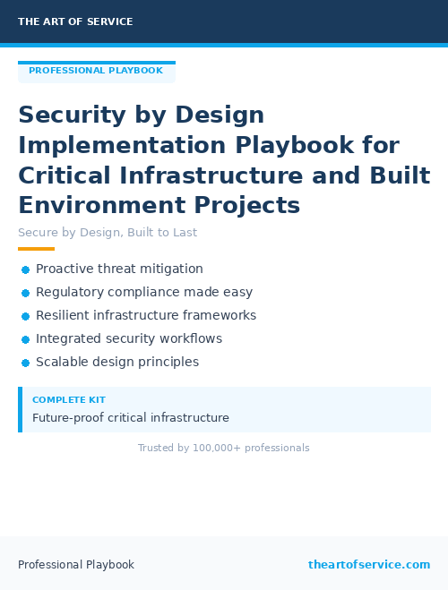 Security by Design Implementation Playbook for Critical Infrastructure and Built Environment Projects