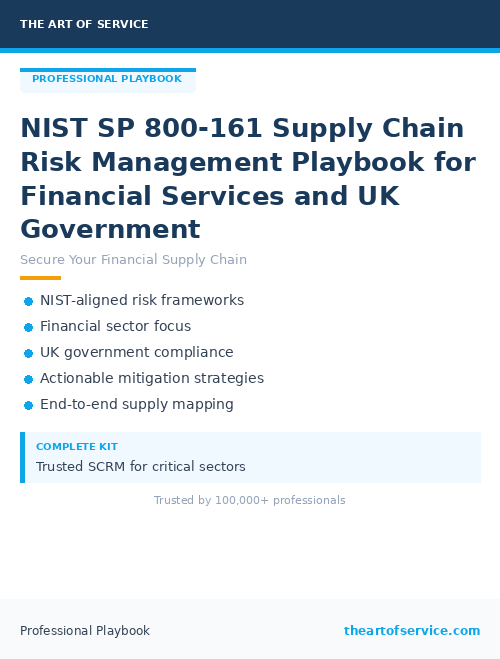 NIST SP 800-161 Supply Chain Risk Management Playbook for Financial Services and UK Government