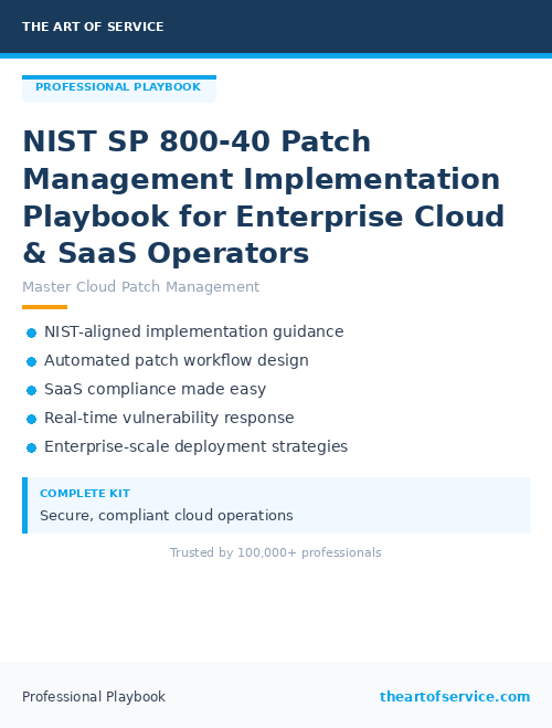 NIST SP 800-40 Patch Management Implementation Playbook for Enterprise Cloud & SaaS Operators