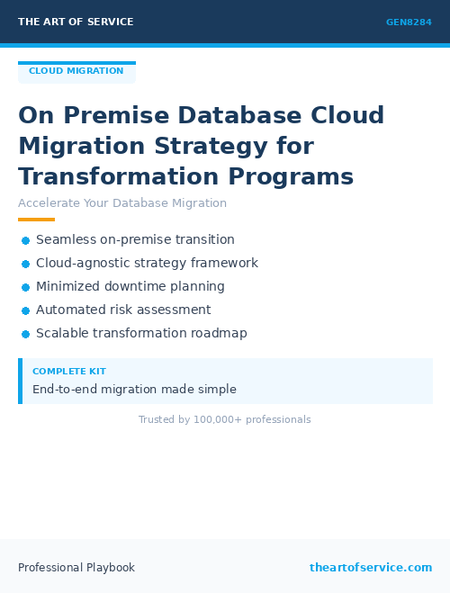 GEN8284 On Premise Database Cloud Migration Strategy for Transformation Programs