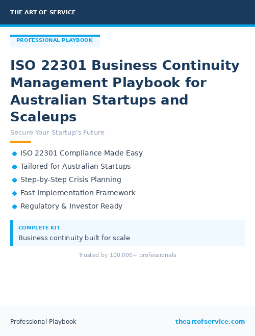 ISO 22301 Business Continuity Management Playbook for Australian Startups and Scaleups