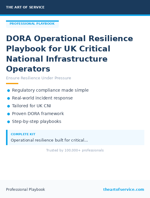 DORA Operational Resilience Playbook for UK Critical National Infrastructure Operators