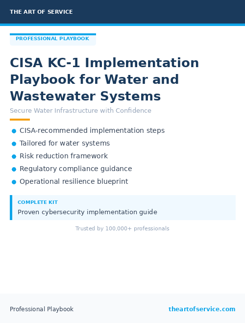 CISA KC-1 Implementation Playbook for Water and Wastewater Systems