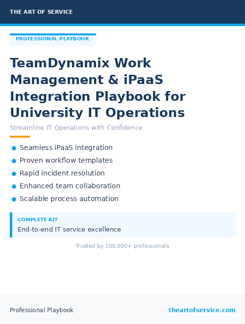 TeamDynamix Work Management & iPaaS Integration Playbook for University IT Operations