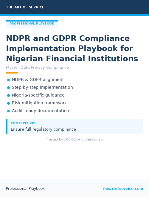 NDPR and GDPR Compliance Implementation Playbook for Nigerian Financial Institutions