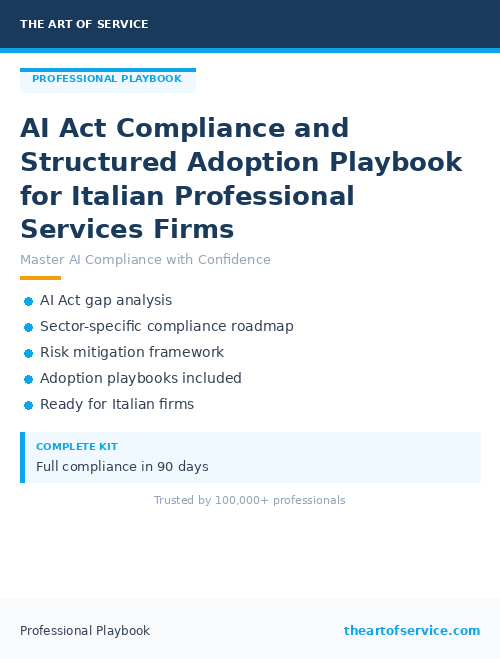 AI Act Compliance and Structured Adoption Playbook for Italian Professional Services Firms