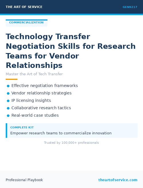 GEN9217 Technology Transfer Negotiation Skills for Research Teams for Vendor Relationships