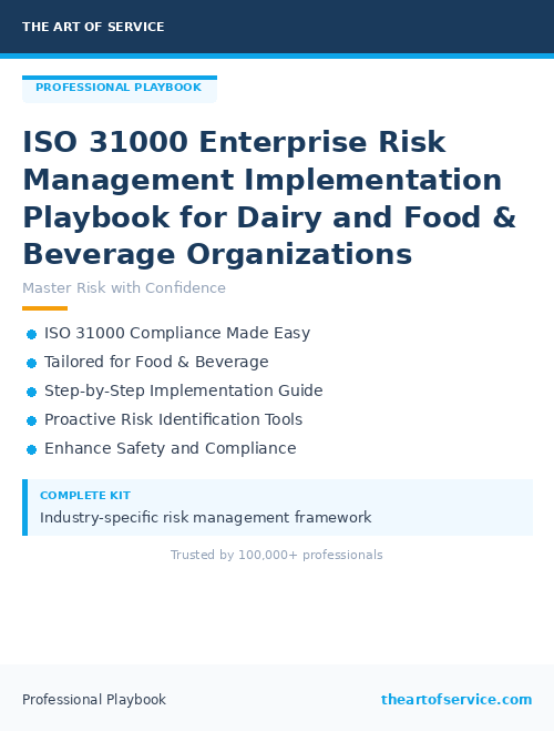 ISO 31000 Enterprise Risk Management Implementation Playbook for Dairy and Food & Beverage Organizations