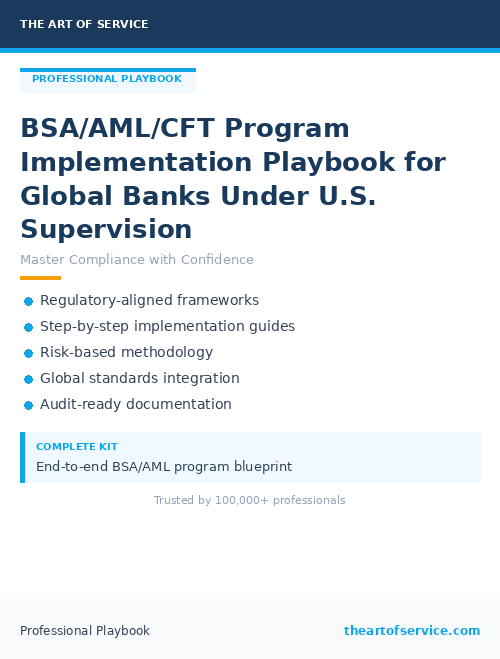 BSA/AML/CFT Program Implementation Playbook for Global Banks Under U.S. Supervision