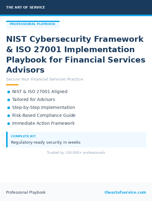 NIST Cybersecurity Framework & ISO 27001 Implementation Playbook for Financial Services Advisors