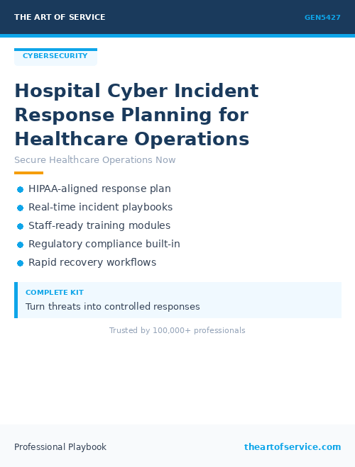GEN5427 Hospital Cyber Incident Response Planning for Healthcare Operations