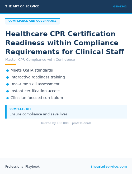GEN4542 Healthcare CPR Certification Readiness within Compliance Requirements for Clinical Staff