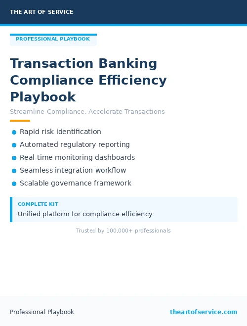 Transaction Banking Compliance Efficiency Playbook