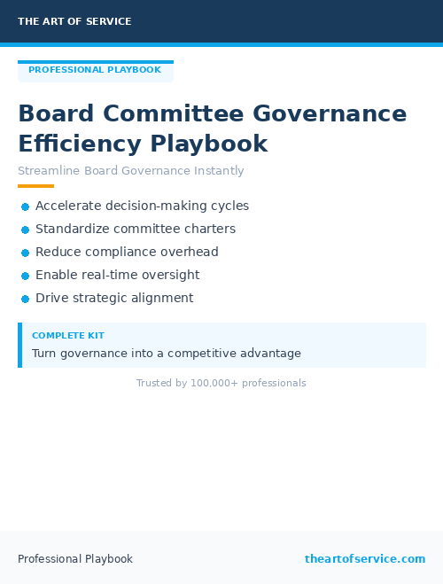 Board Committee Governance Efficiency Playbook