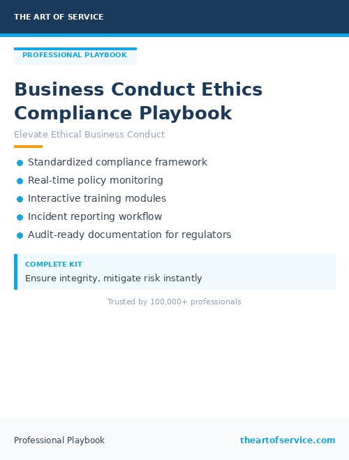 Business Conduct Ethics Compliance Playbook