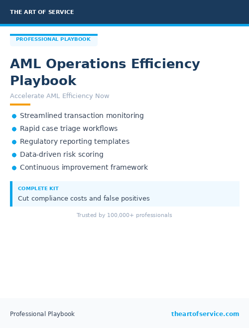 AML Operations Efficiency Playbook