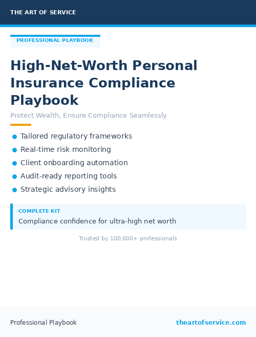 High-Net-Worth Personal Insurance Compliance Playbook